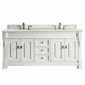 James Martin Vanities Brookfield 72in Double Vanity, Bright White w/ 3 CM Eternal Jasmine Pearl Quartz Top 147-V72-BW-3EJP